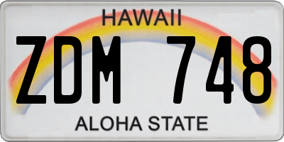 HI license plate ZDM748