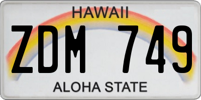 HI license plate ZDM749
