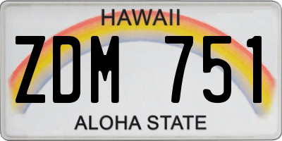 HI license plate ZDM751