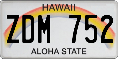 HI license plate ZDM752