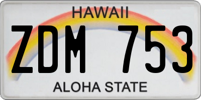 HI license plate ZDM753