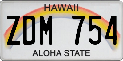 HI license plate ZDM754