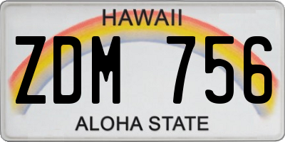 HI license plate ZDM756