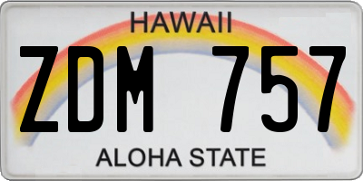 HI license plate ZDM757