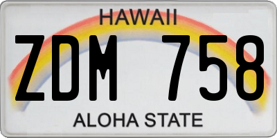 HI license plate ZDM758