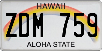 HI license plate ZDM759