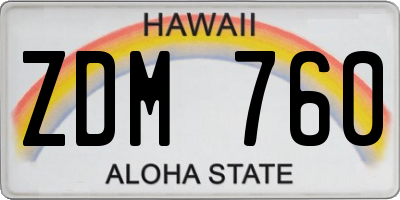 HI license plate ZDM760