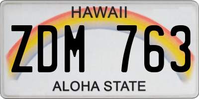 HI license plate ZDM763