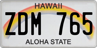 HI license plate ZDM765