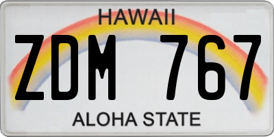 HI license plate ZDM767