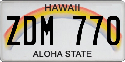 HI license plate ZDM770