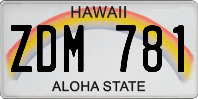 HI license plate ZDM781