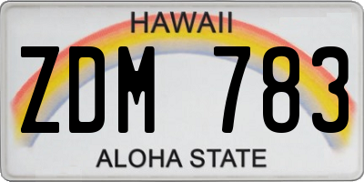 HI license plate ZDM783