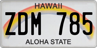 HI license plate ZDM785