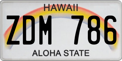 HI license plate ZDM786