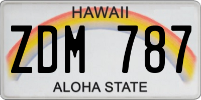 HI license plate ZDM787