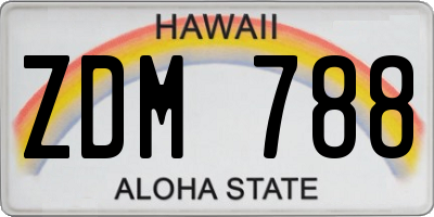 HI license plate ZDM788
