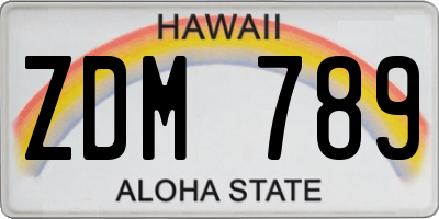 HI license plate ZDM789