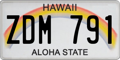 HI license plate ZDM791