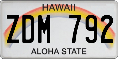 HI license plate ZDM792