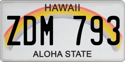 HI license plate ZDM793