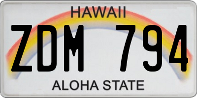 HI license plate ZDM794