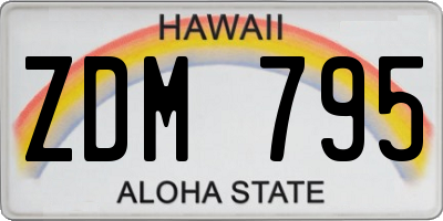 HI license plate ZDM795