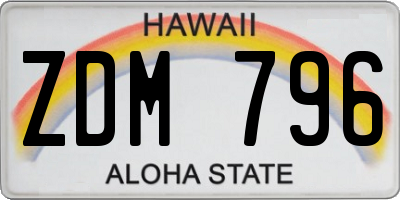 HI license plate ZDM796