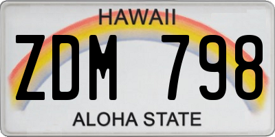 HI license plate ZDM798