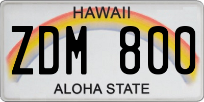 HI license plate ZDM800