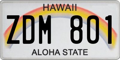 HI license plate ZDM801