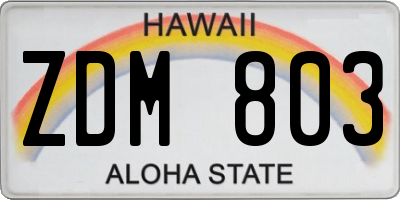 HI license plate ZDM803