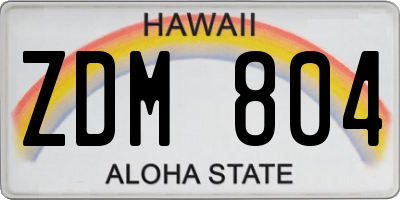 HI license plate ZDM804