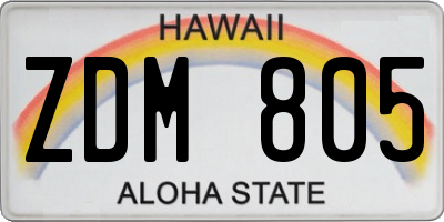 HI license plate ZDM805