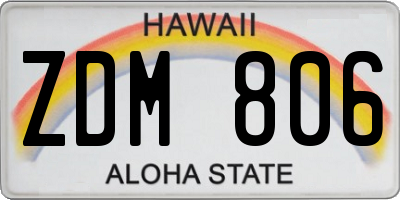 HI license plate ZDM806