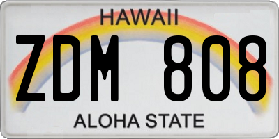 HI license plate ZDM808