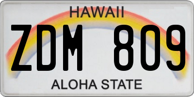 HI license plate ZDM809