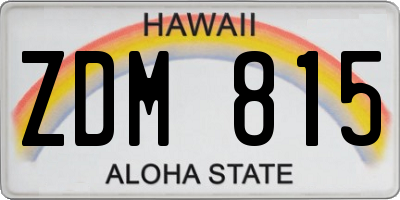 HI license plate ZDM815