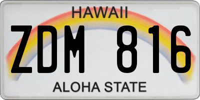 HI license plate ZDM816