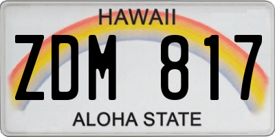 HI license plate ZDM817