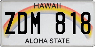 HI license plate ZDM818