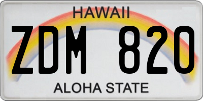 HI license plate ZDM820