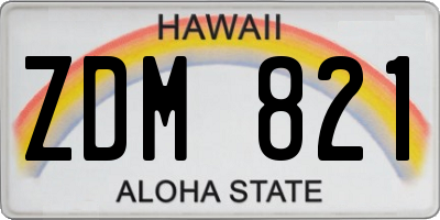 HI license plate ZDM821