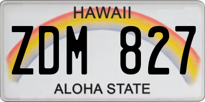 HI license plate ZDM827