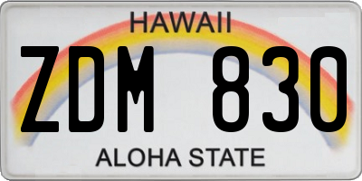 HI license plate ZDM830