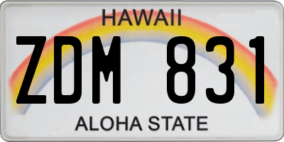 HI license plate ZDM831