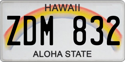 HI license plate ZDM832