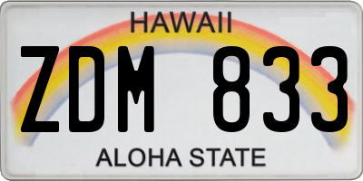 HI license plate ZDM833