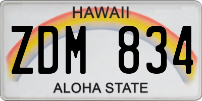 HI license plate ZDM834