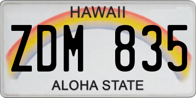 HI license plate ZDM835